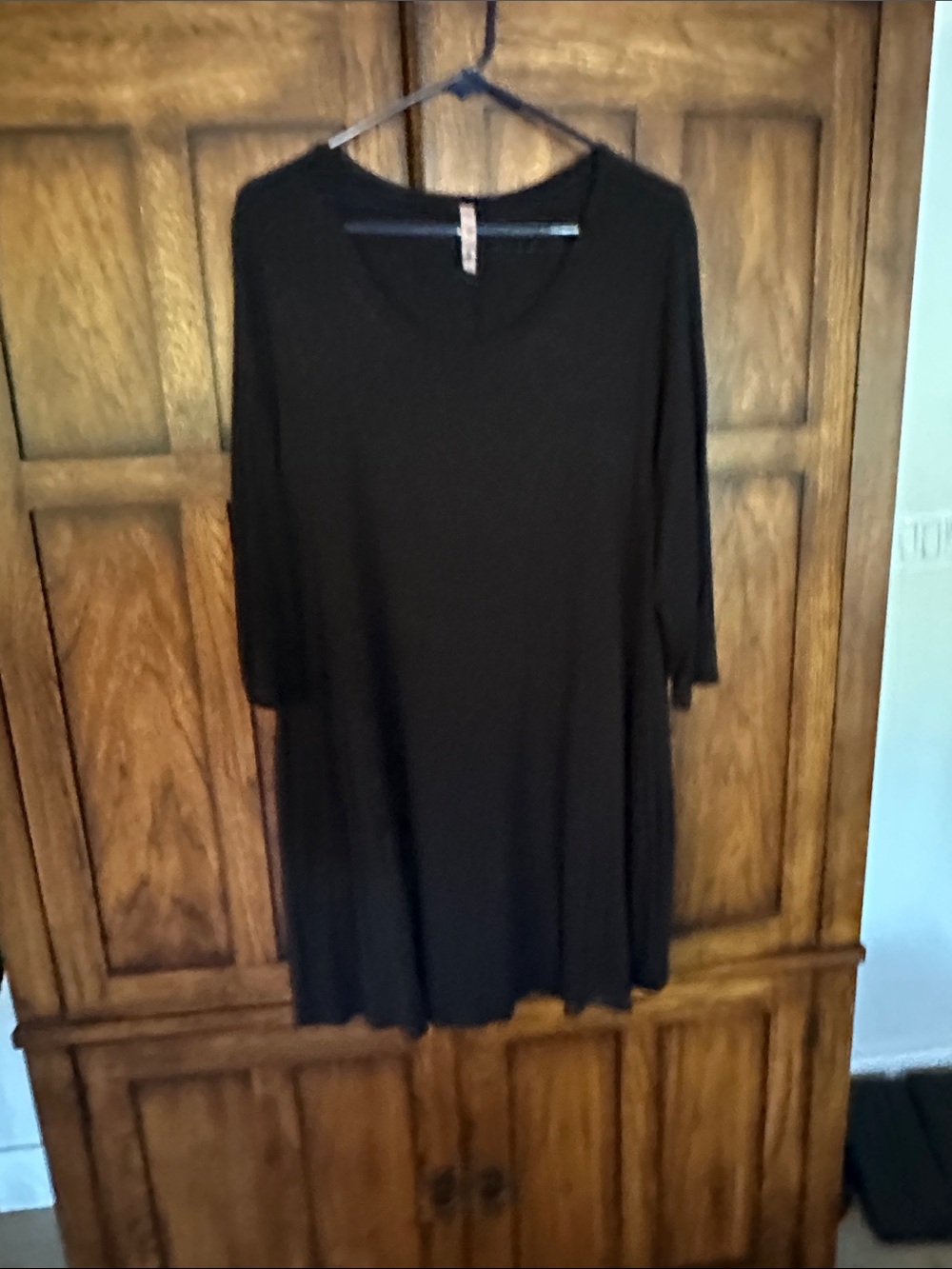 Black V-Neck Women's Tunic Top